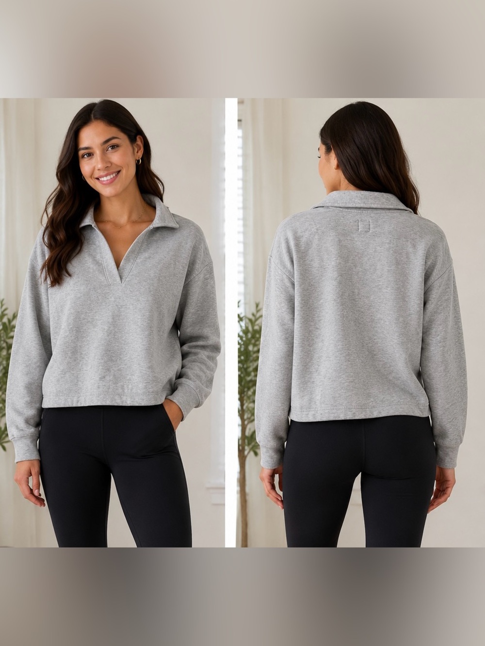 GAP Light Gray Collared Pullover Sweatshirt